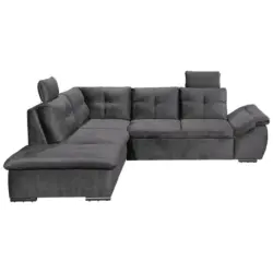Ecksofa in Mikrovelours Grau