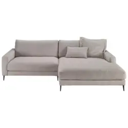 Ecksofa in Flachgewebe Hellgrau 272/190 cm