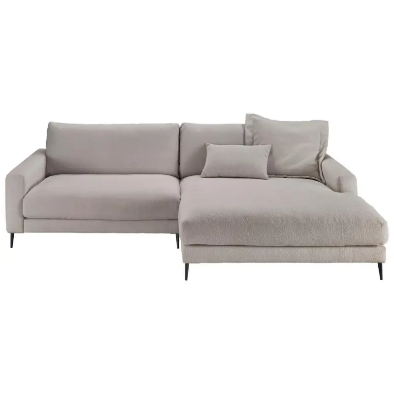 Ecksofa in Flachgewebe Hellgrau 272/190 cm