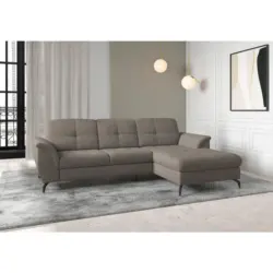 Ecksofa Zora E in Flachgewebe Schlammfarben 262/164 cm