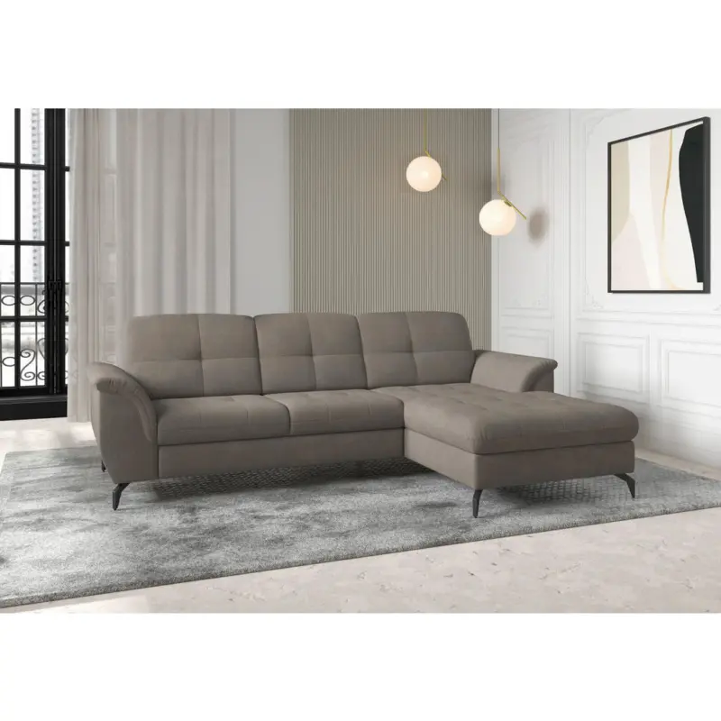 Ecksofa Zora E in Flachgewebe Schlammfarben 262/164 cm