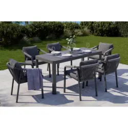 Gartenstuhl Metall, Textil Anthrazit, Grau