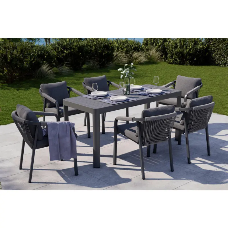 Gartenstuhl Metall, Textil Anthrazit, Grau