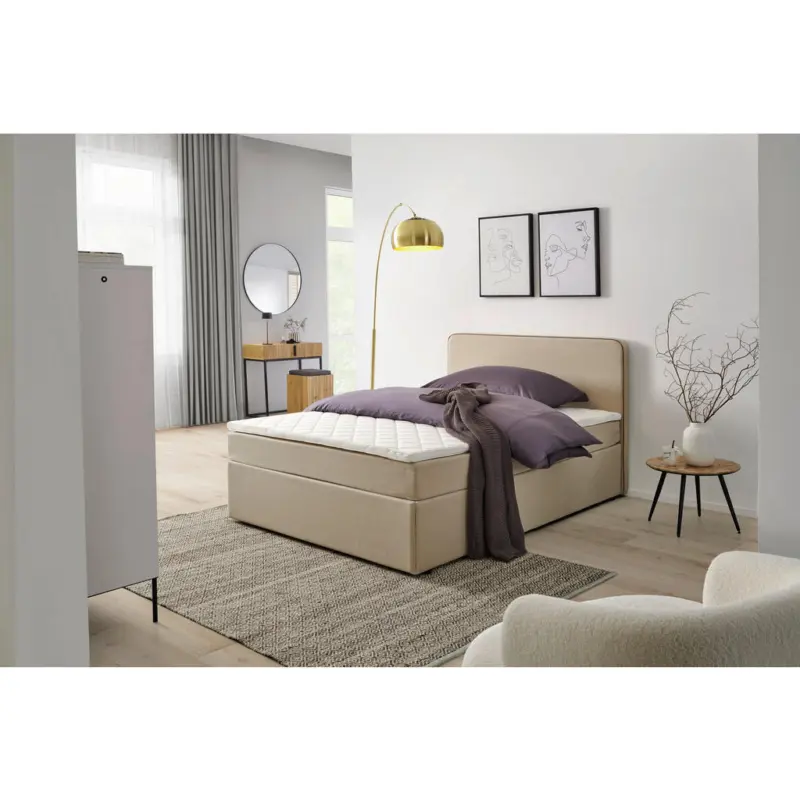 Boxbett 120/200 cm in Beige