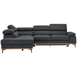 Ecksofa in Webstoff Dunkelgrau 226/282 cm