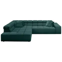 Ecksofa in Feincord Dunkelgr&uuml;n 215/319 cm