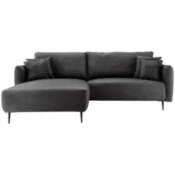Ecksofa in Lederlook Schwarz 178/264-302 cm