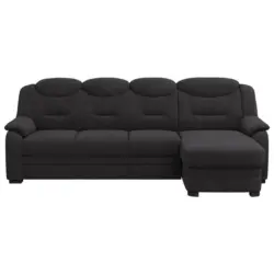 Ecksofa in Chenille Schwarz 257/162 cm