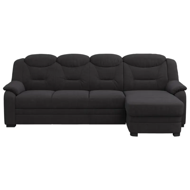 Ecksofa in Chenille Schwarz 257/162 cm