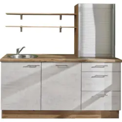 K&uuml;chenleerblock 180 cm in Graphitfarben, Eichefarben