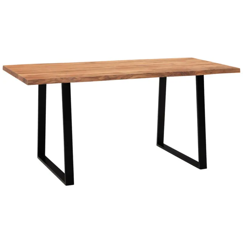 Schreibtisch 200/100/76 cm in Schwarz, Akaziefarben