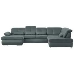 Wohnlandschaft in Mikrofaser Blaugrau