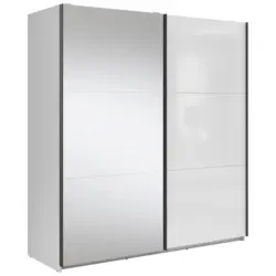 Schwebet&uuml;renschrank in Klar, Wei&szlig; Hochglanz