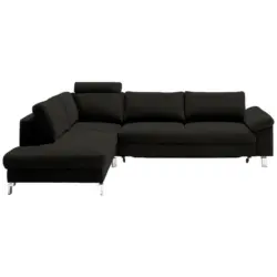 Ecksofa in Echtleder Schwarz 200/281 cm