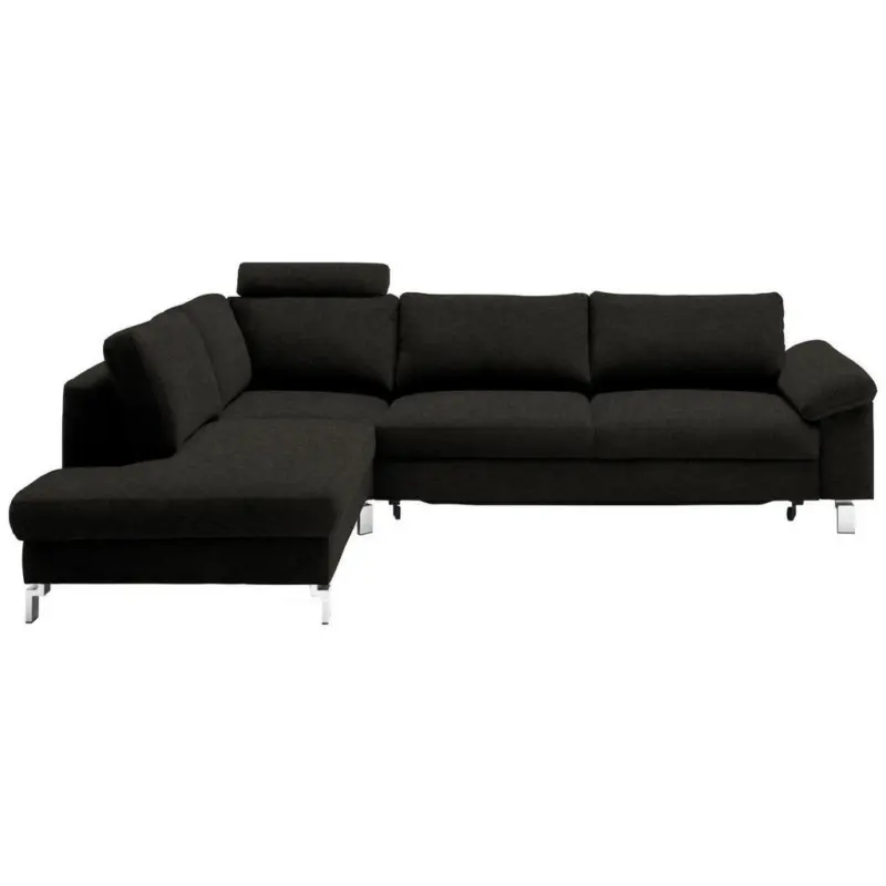 Ecksofa in Echtleder Schwarz 200/281 cm