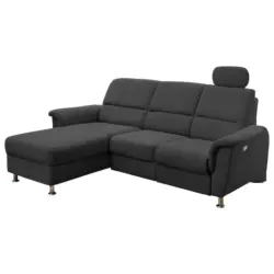 Ecksofa in Mikrofaser Schwarz 165/231 cm