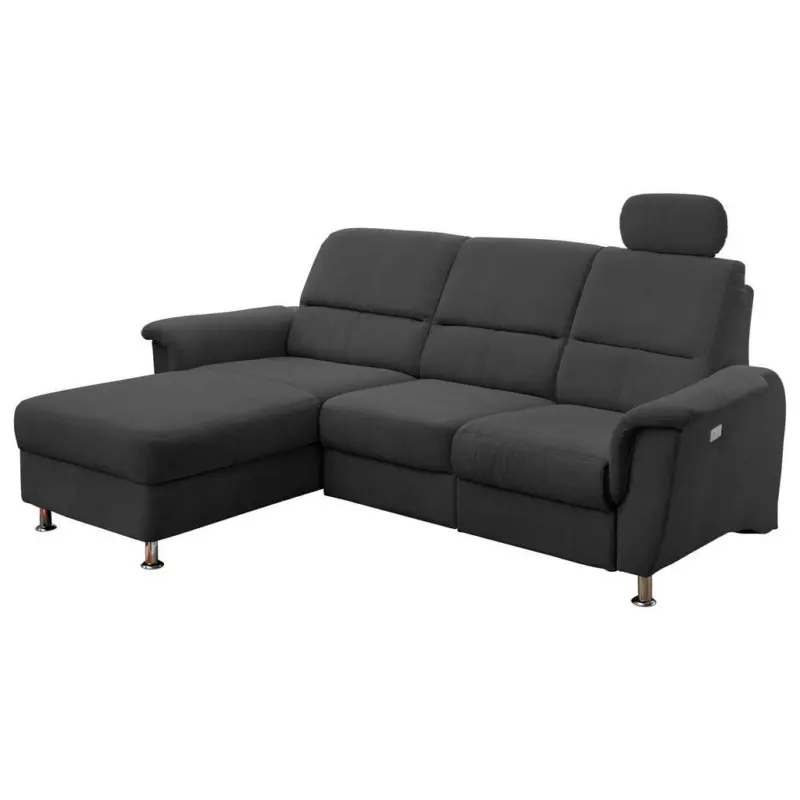 Ecksofa in Mikrofaser Schwarz 165/231 cm