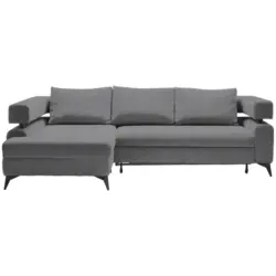 Ecksofa in Chenille Dunkelgrau