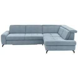 Ecksofa in Chenille Hellblau 310/220 cm