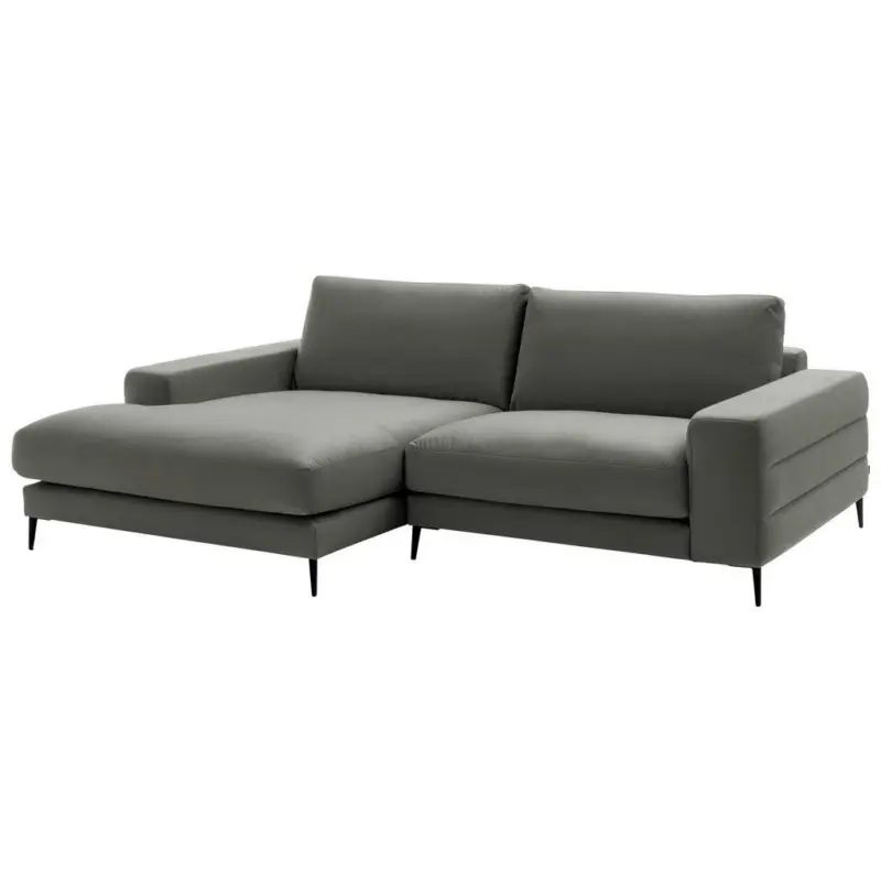 Ecksofa in Velours Grau 177/253 cm