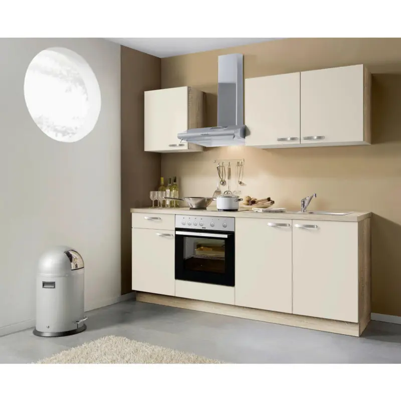 K&uuml;chenblock 200 cm in Creme, Eichefarben