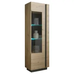 Vitrine in Grau, Eiche Artisan