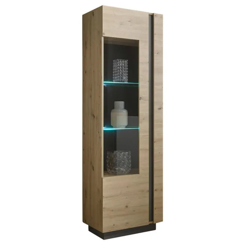 Vitrine in Grau, Eiche Artisan