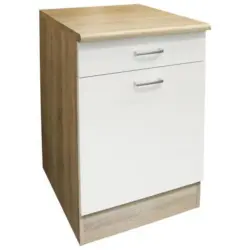 K&uuml;chenunterschrank 50/90/60 cm in Wei&szlig;, Sonoma Eiche