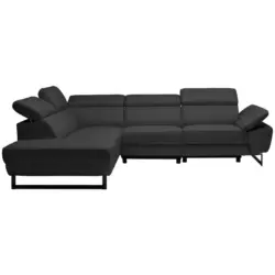 Ecksofa in Echtleder Anthrazit 225/281 cm