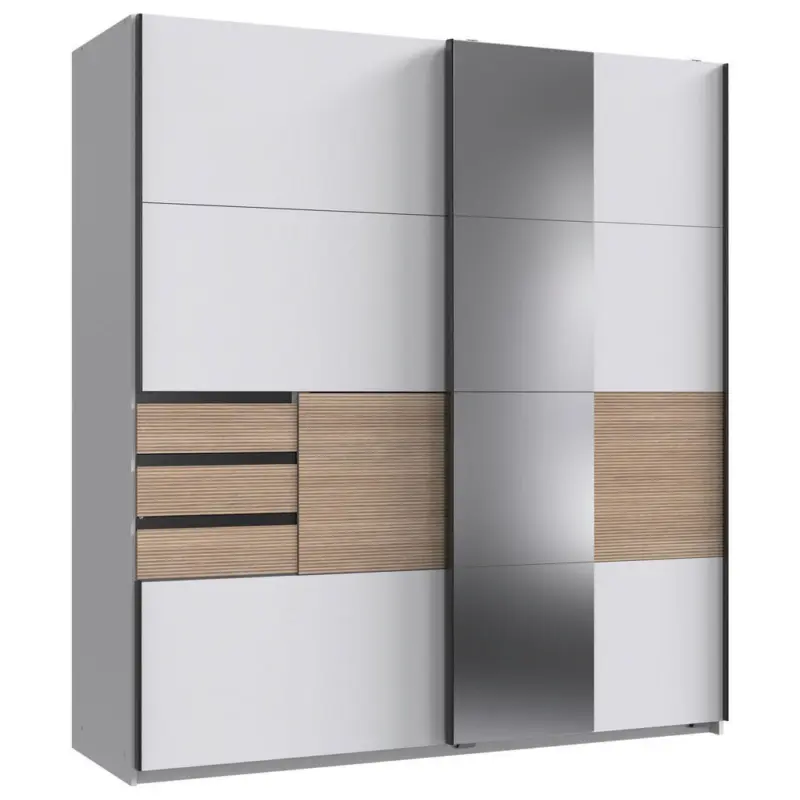 Schwebet&uuml;renschrank in Wei&szlig;, Eichefarben