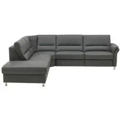 Ecksofa in Echtleder Grau 249/288 cm