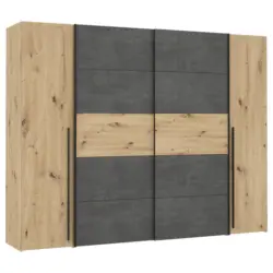 Kleiderschrank in Grau, Eiche Artisan