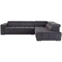 Ecksofa in Webstoff Grau 299/212 cm