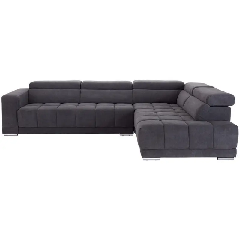Ecksofa in Webstoff Grau 299/212 cm