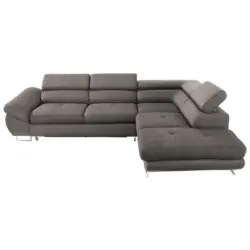 Ecksofa in Webstoff Creme, Grau