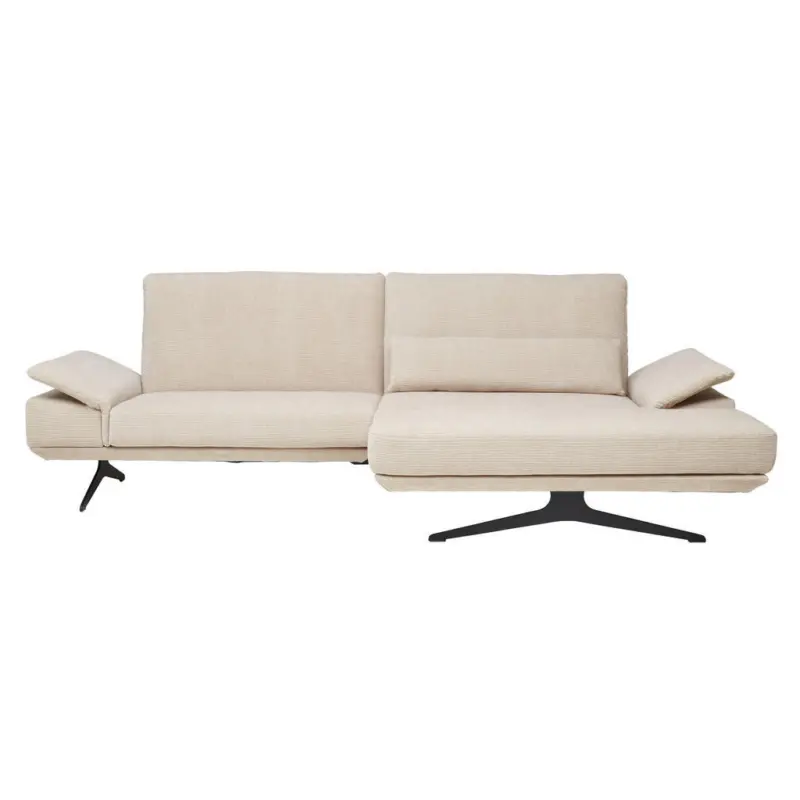 Ecksofa in Flachgewebe Beige 269/155 cm