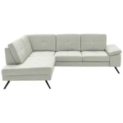 Ecksofa in Lederlook, Mikrofaser Hellgrau 194/261 cm