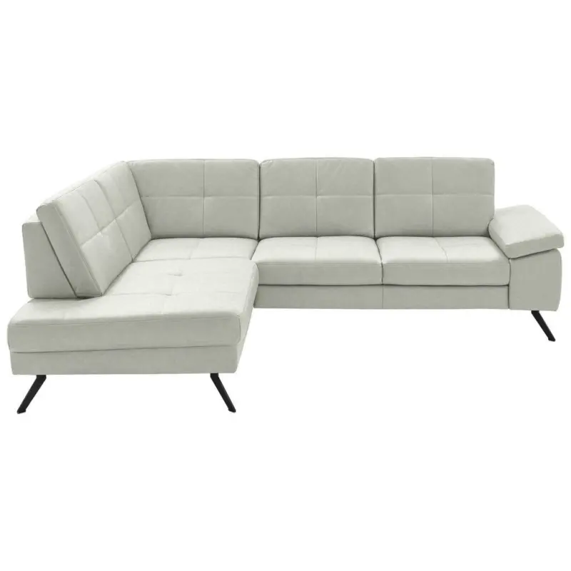 Ecksofa in Lederlook, Mikrofaser Hellgrau 194/261 cm