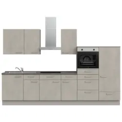 K&uuml;chenleerblock 330 cm in Grau, Schieferfarben, Hellgrau