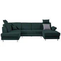 Wohnlandschaft in Struktur Dunkelgr&uuml;n