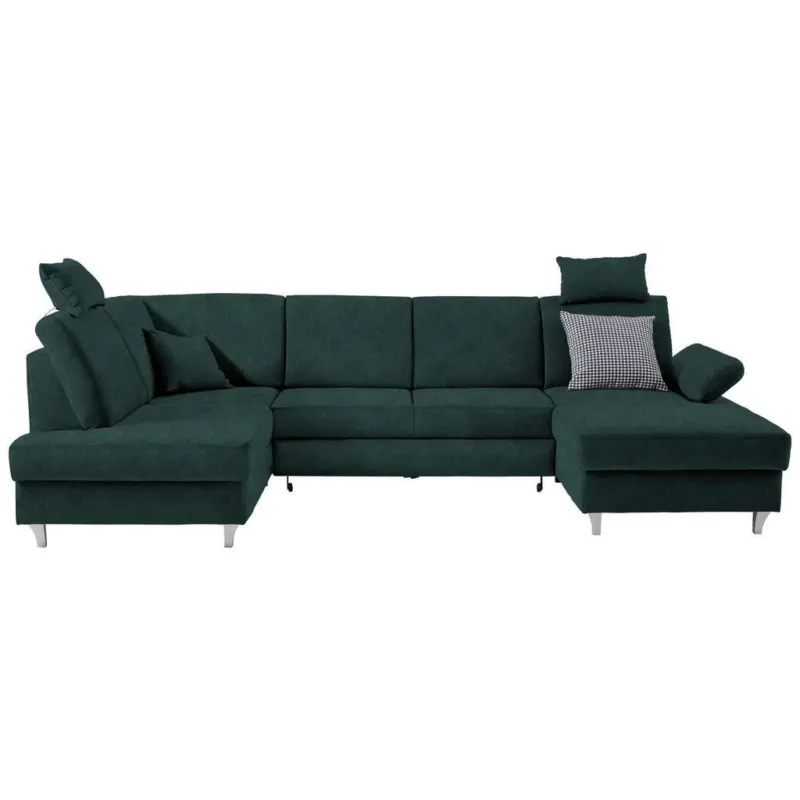 Wohnlandschaft in Struktur Dunkelgr&uuml;n