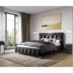 XXXLutz Lauterach - Ihr M&ouml;belhaus bei Bregenz Polsterbett gepolstertes Kopfteil, Lattenrost, Bettkasten Anthrazit 120/200 cm