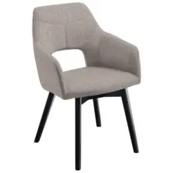 Armlehnstuhl in Holz, Textil Schwarz, Cappuccino