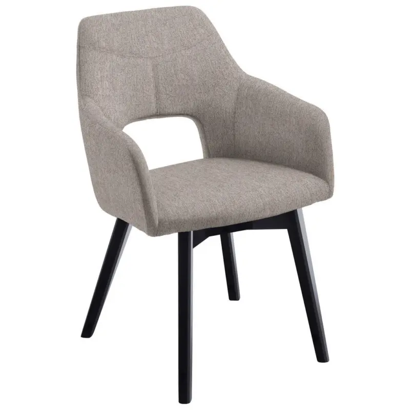 Armlehnstuhl in Holz, Textil Schwarz, Cappuccino