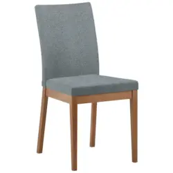 Stuhl in Holz, Textil Eichefarben, Blaugrau