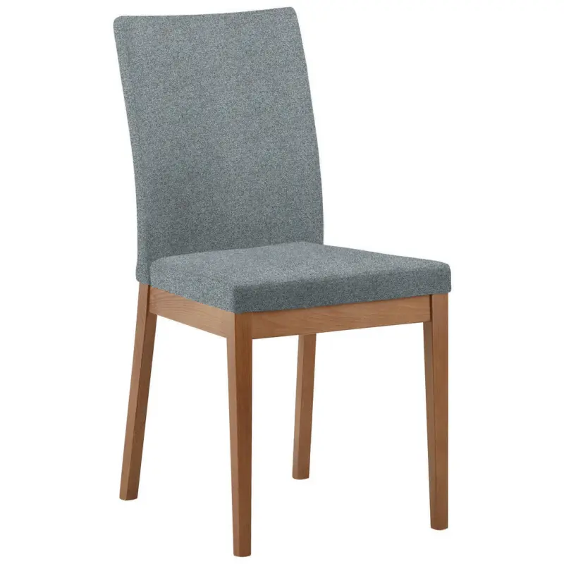 Stuhl in Holz, Textil Eichefarben, Blaugrau