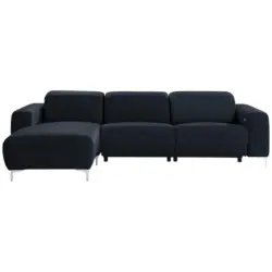 Ecksofa in Echtleder Dunkelblau 177/292 cm