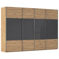 Schwebet&uuml;renschrank in Schwarz, Eiche Artisan