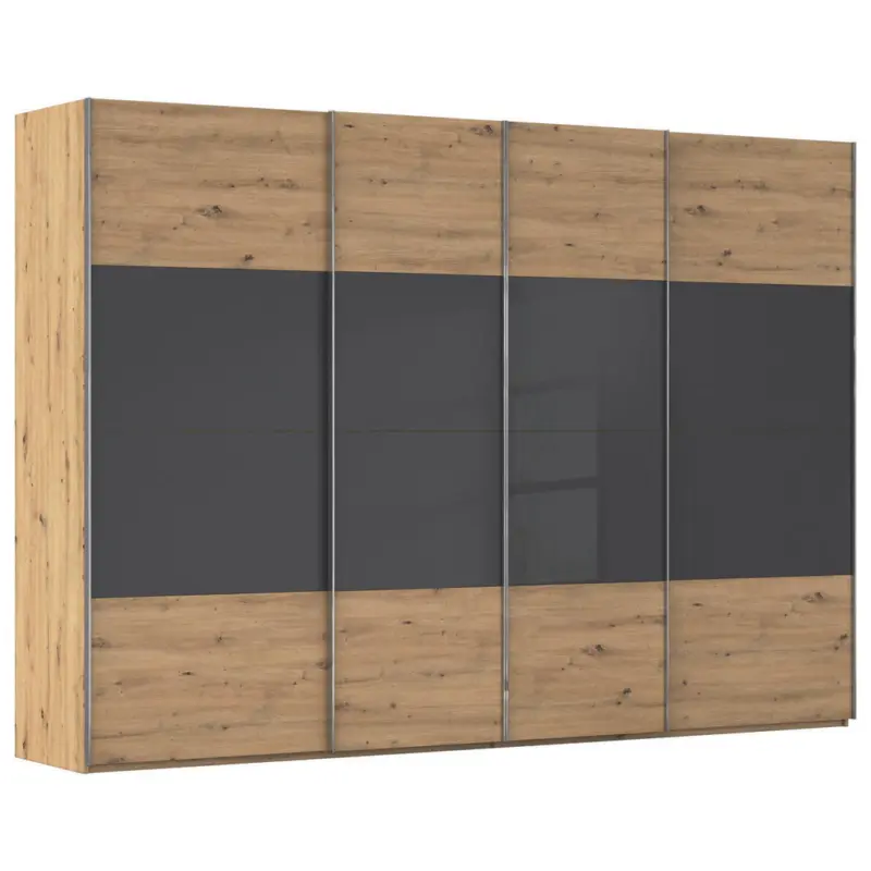 Schwebet&uuml;renschrank in Schwarz, Eiche Artisan