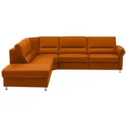 Ecksofa in Echtleder Orange 249/288 cm